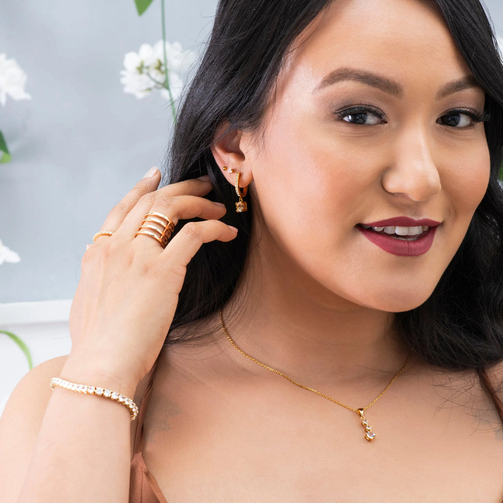 Mckenzie 18K White Gold Plated Drop Earrings