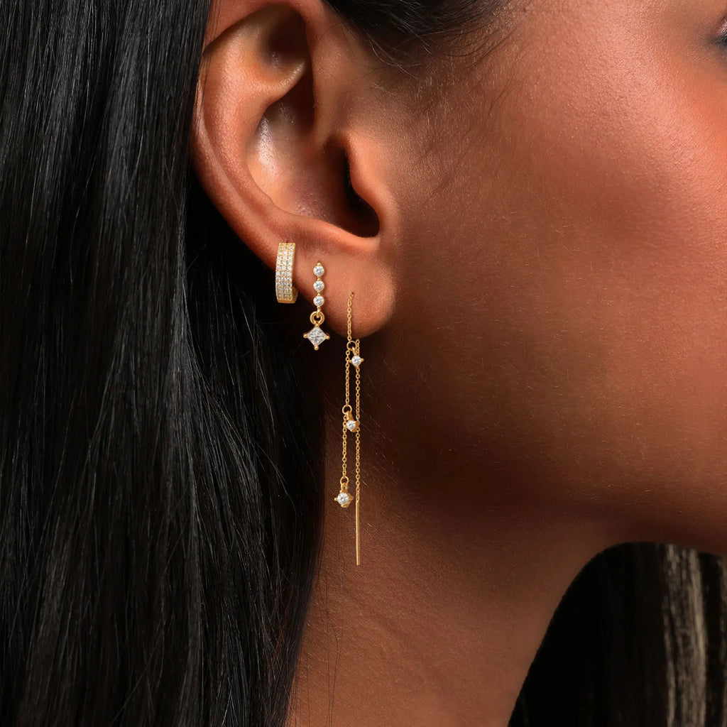 3-Layer Chain Dangle Earrings