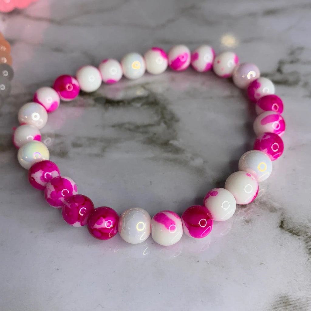 Elegant Pink Glass Beaded Bracelet