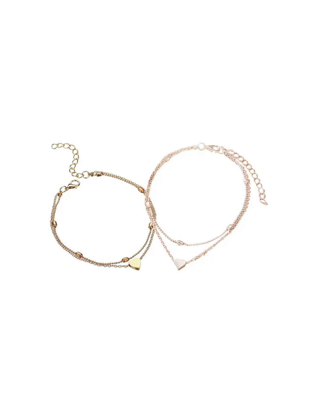 Women's Double Layered Heart Decorated Anklet