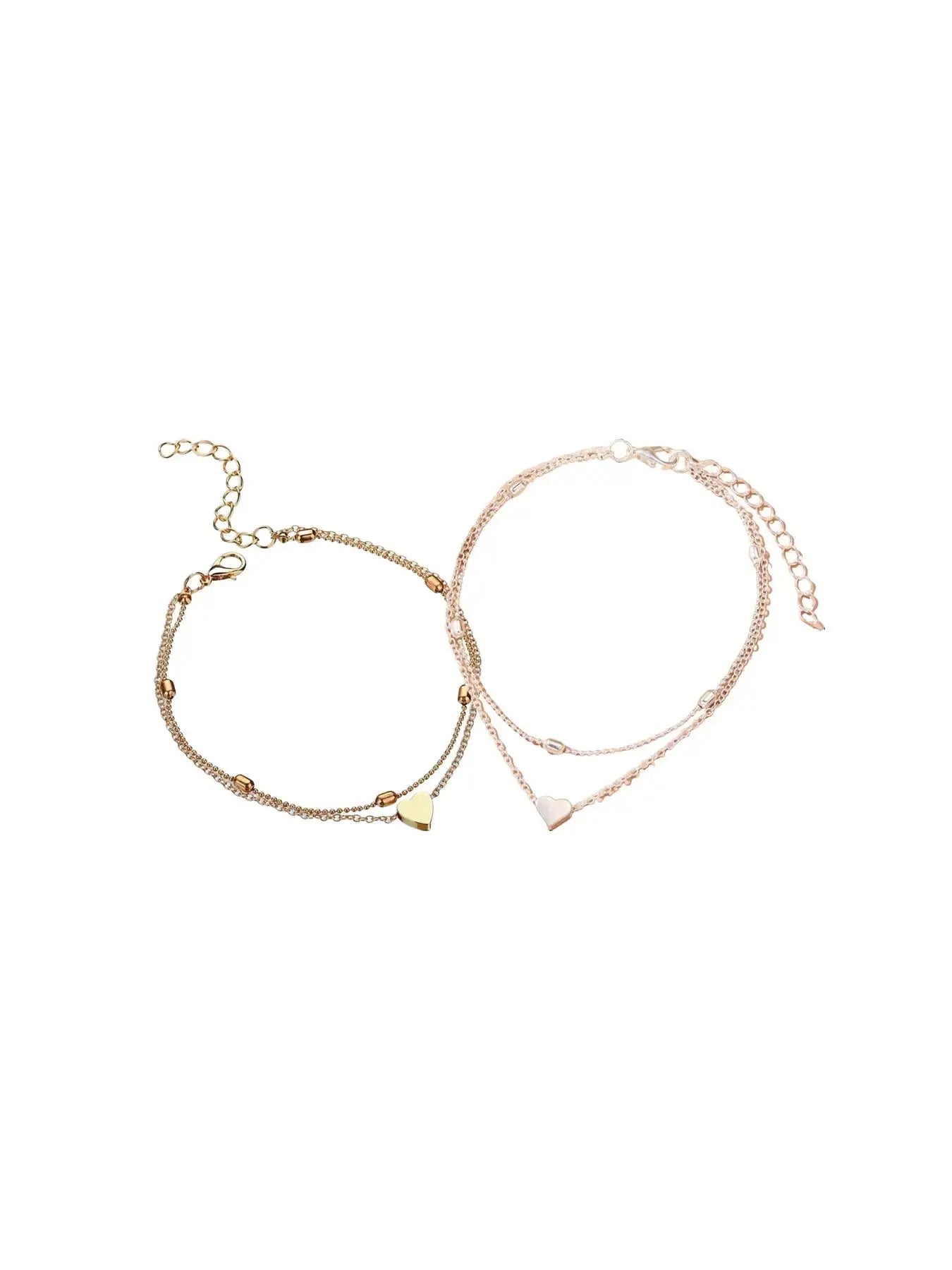 Women's Double Layered Heart Decorated Anklet