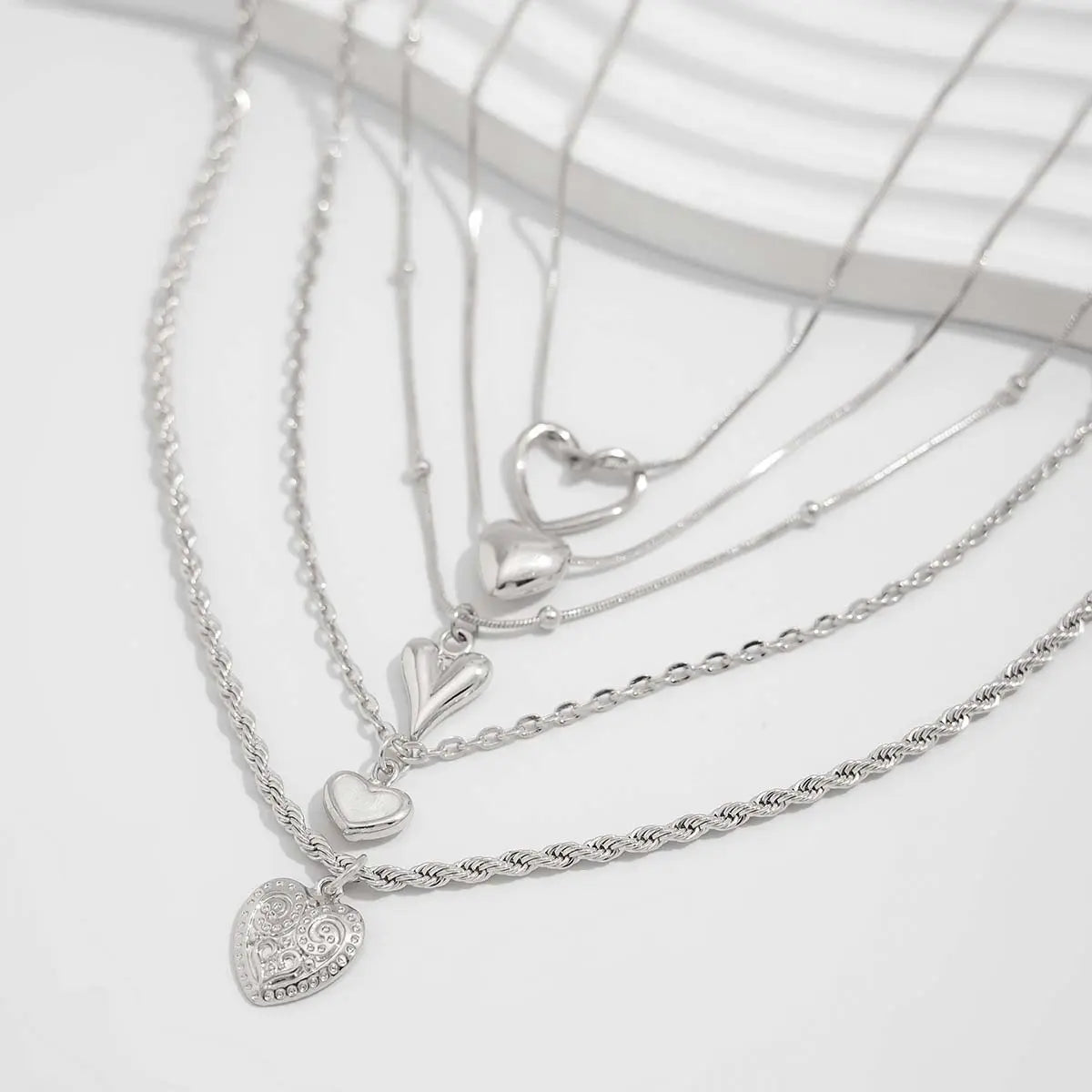 Five-Piece Heart Pendant Necklace Set