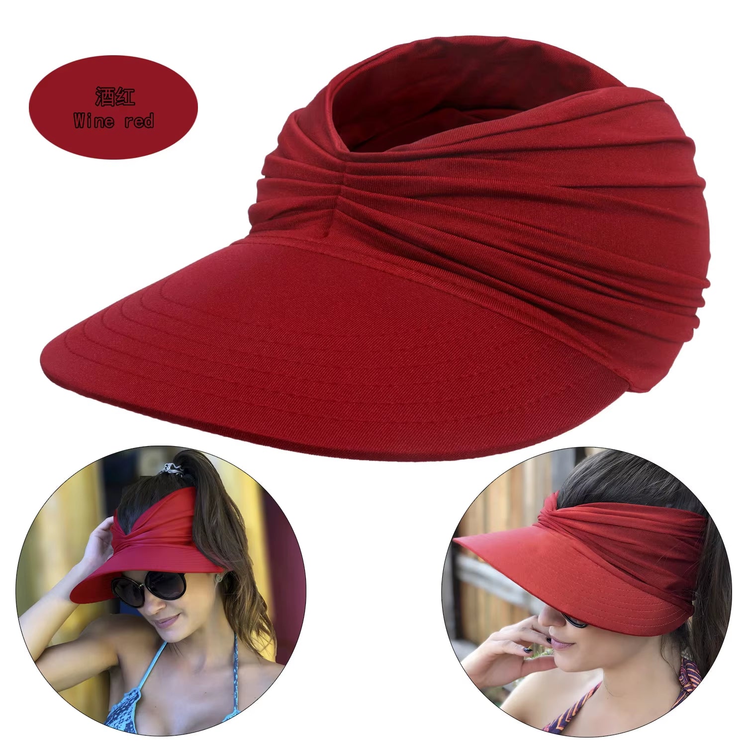 Women's Beach Sun Hat with Hollow Top - UV50+ Sun Protection