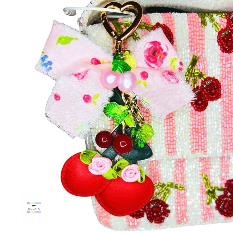 Cherry Blossom Floral Bow Bag Charm