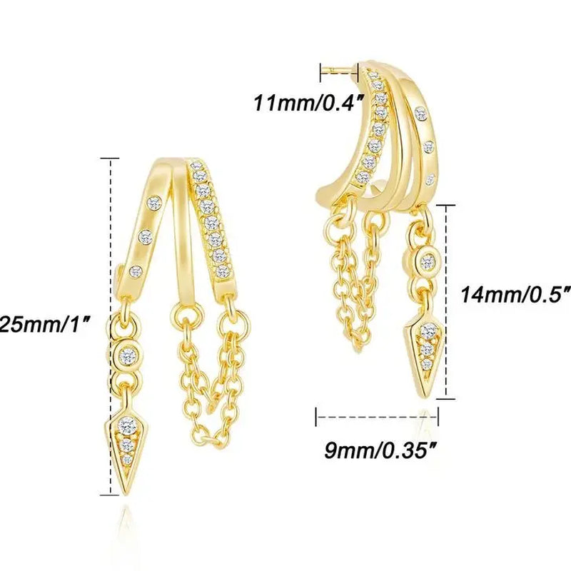 Gania Women's Gold Triple Huggies Earrings