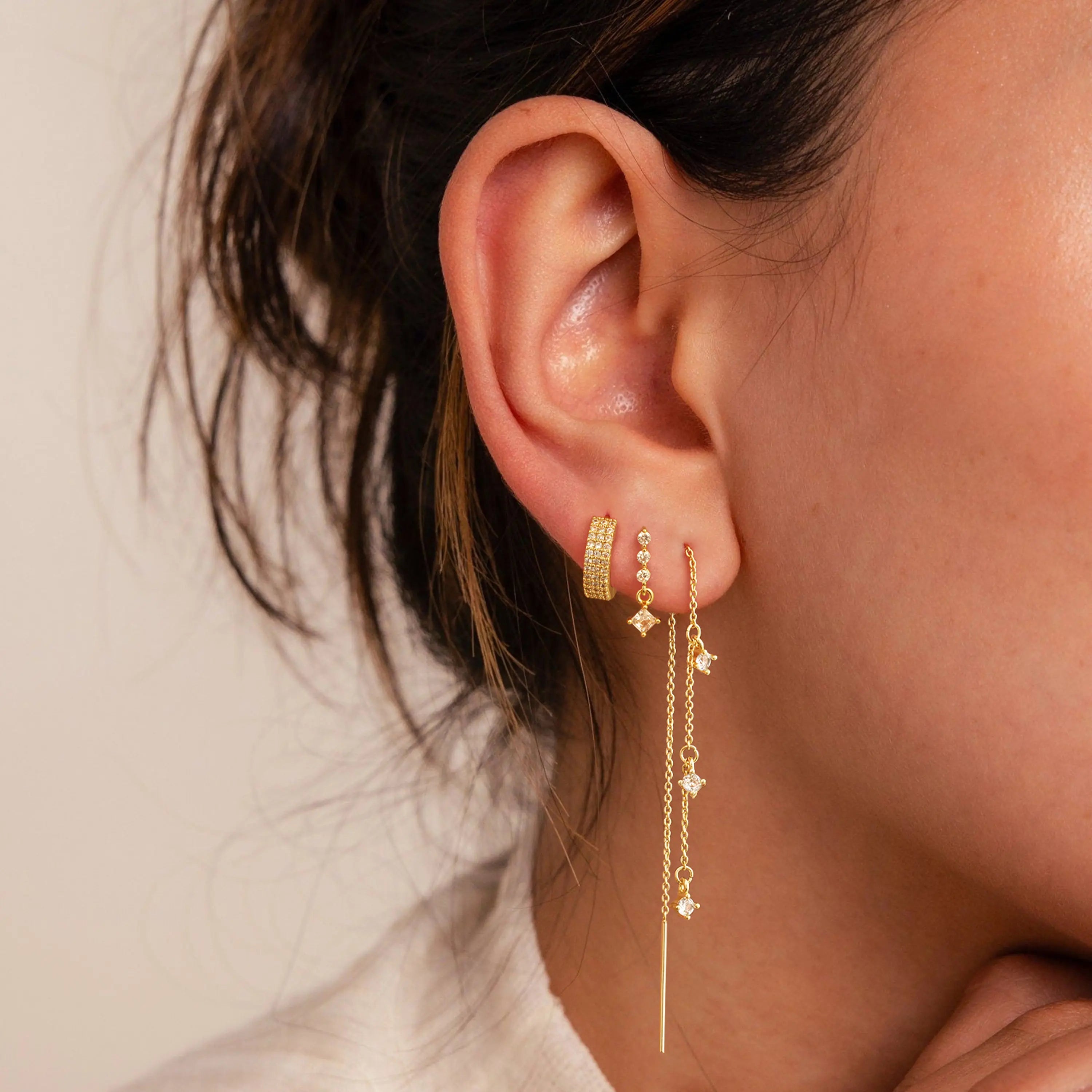 3-Layer Chain Dangle Earrings