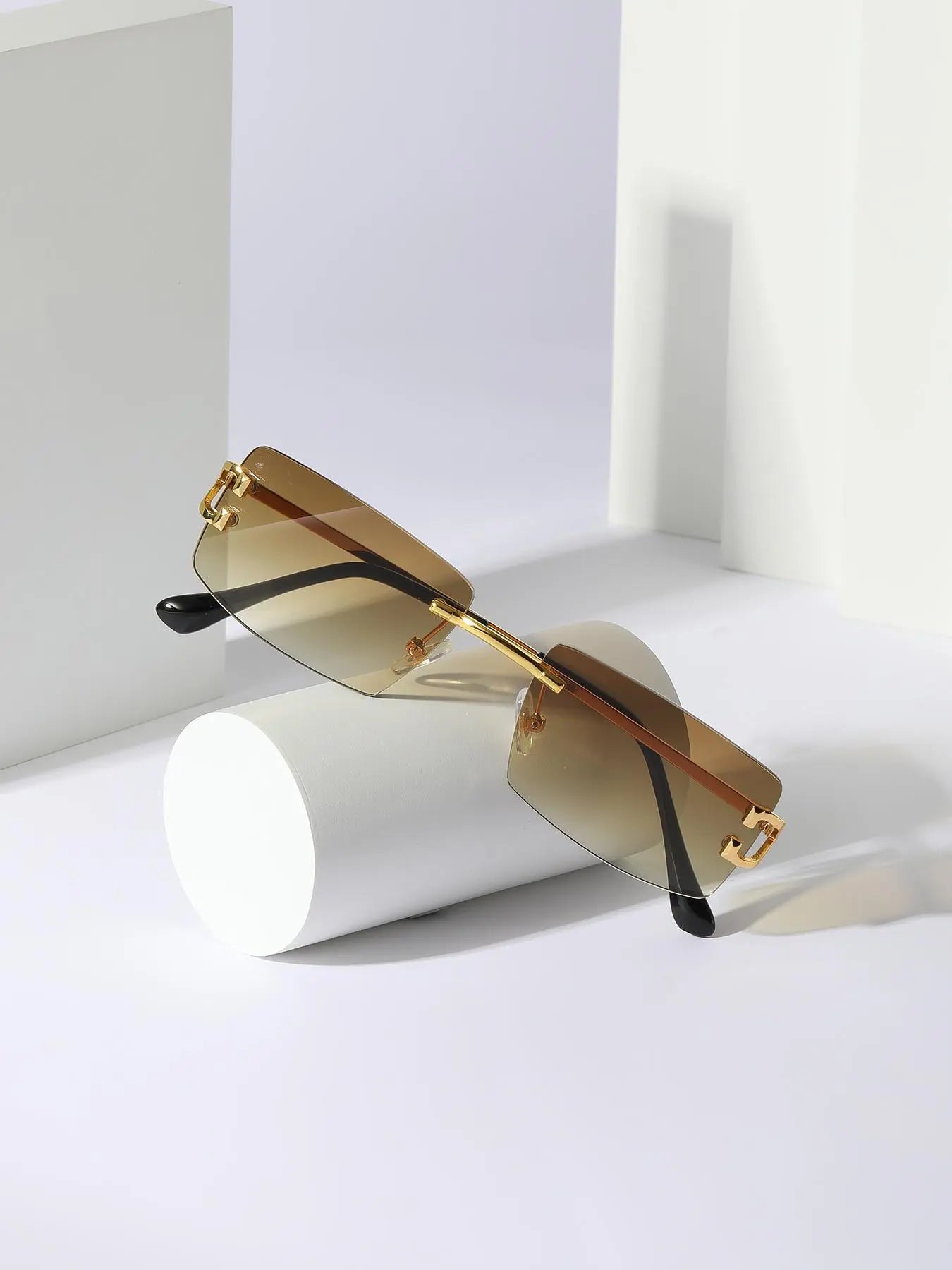 Square Rimless Sunglasses for Summer