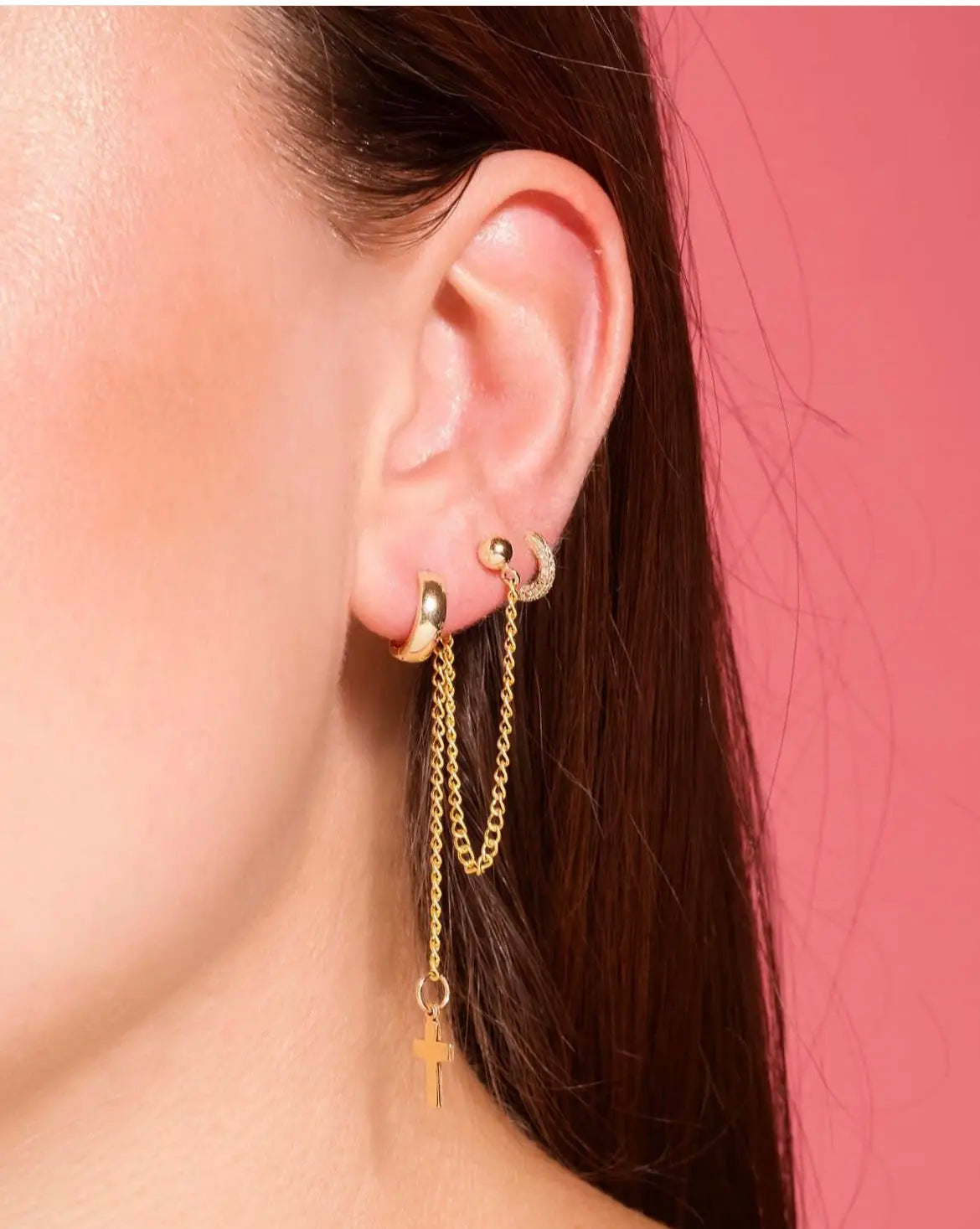 3-Layer Chain Dangle Earrings
