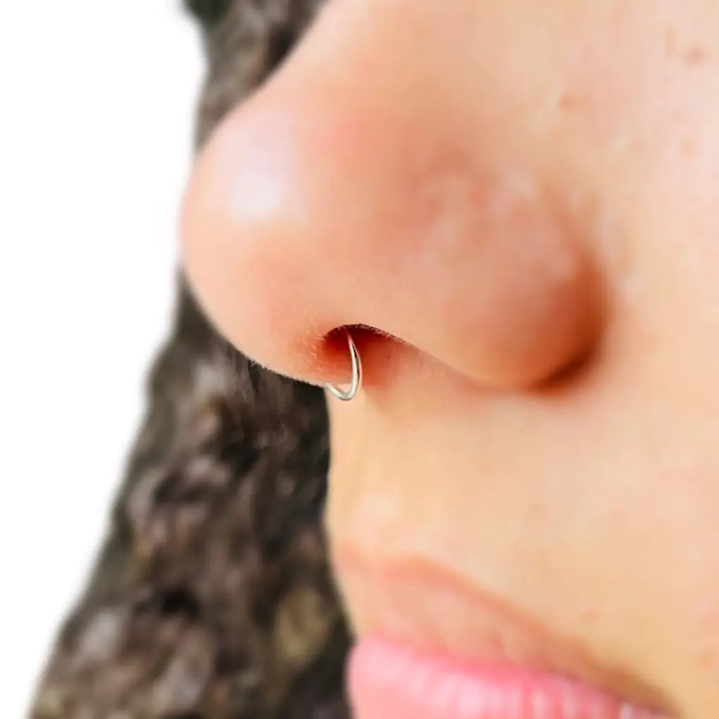 Handcrafted Faux Septum Clip-On Nose Ring - 20 Gauge Wire Available in Black, Gold, or Silver Copper Finish for Unisex Wear