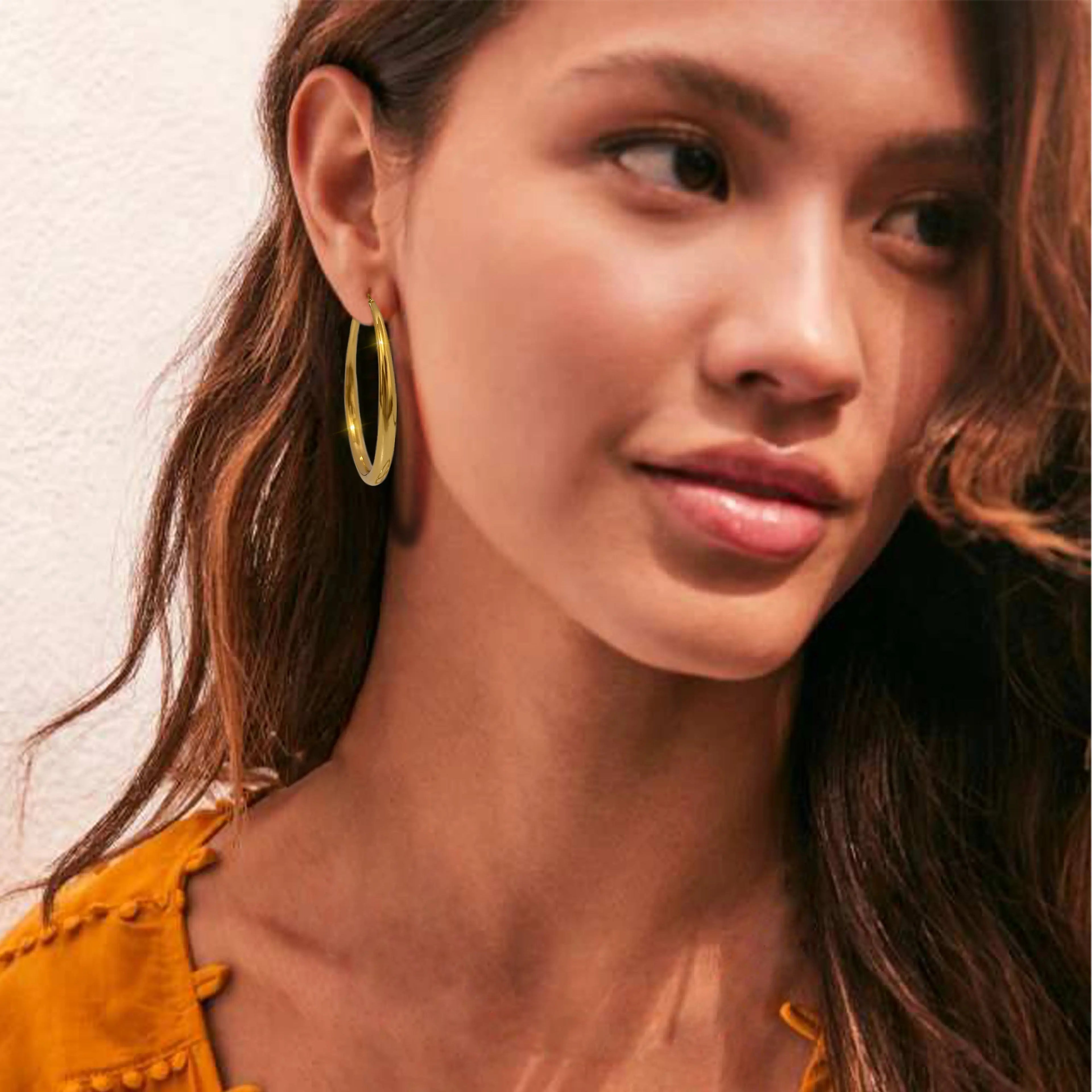 Stainless Steel Gold and Silver Hoop Earrings Set