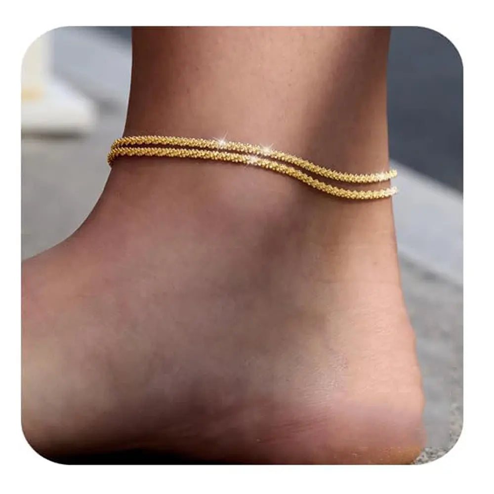 Elegant Layered Waterproof Anklet Set