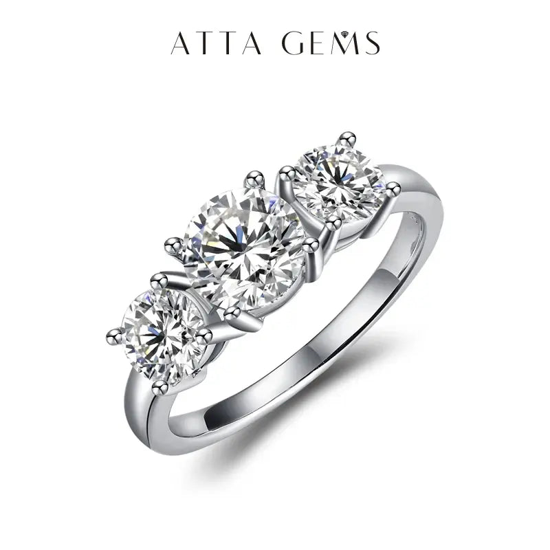 Elegant Three-Stone Moissanite Ring in 925 Sterling Silver for Anniversary, Wedding, or Engagement - Perfect Gift for Valentine's Day