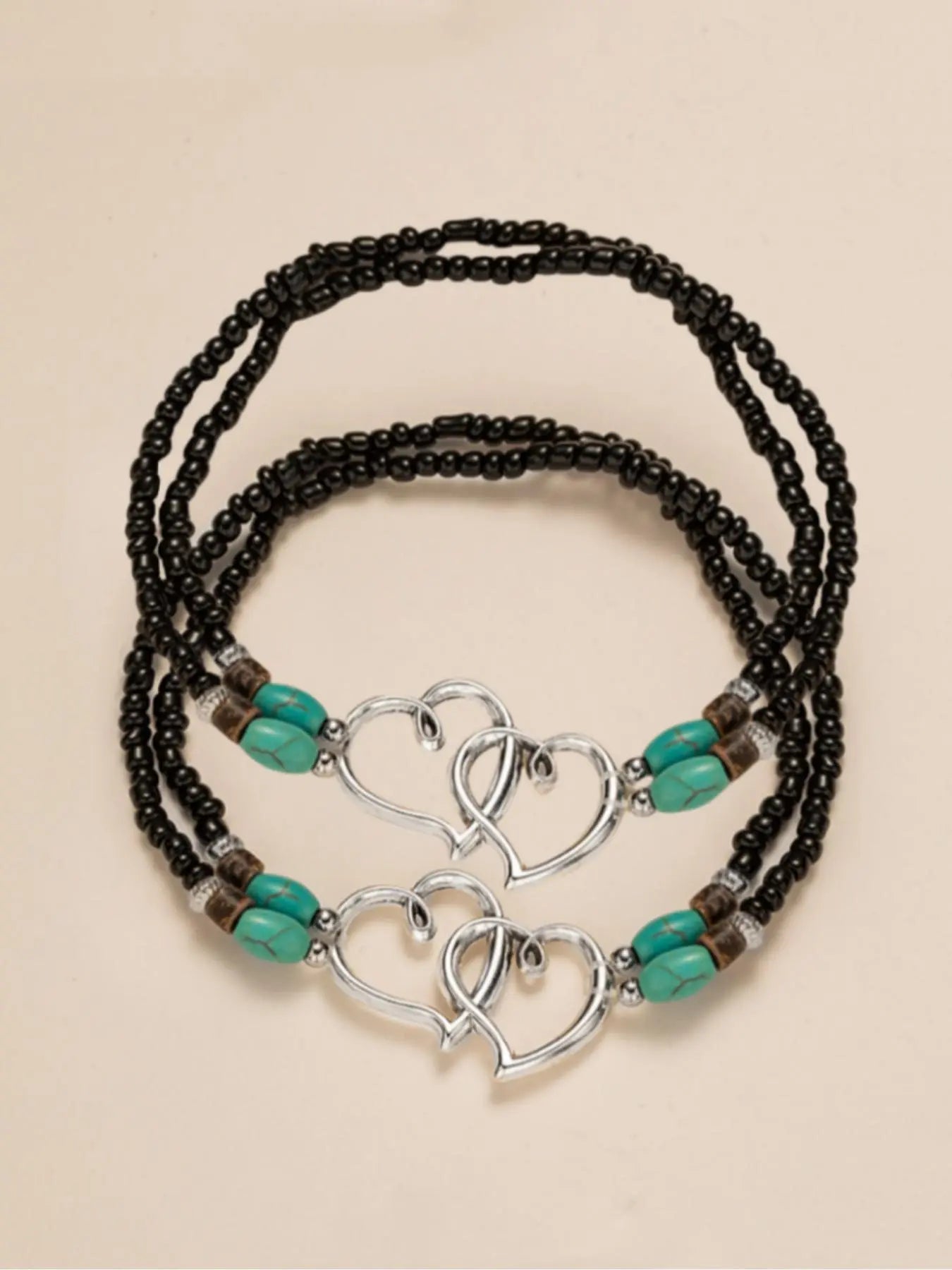 Bohemian Heart Design Beaded Anklet