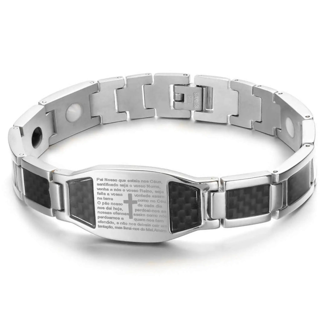 Men's Stainless Steel Cross Magnetic Bracelet