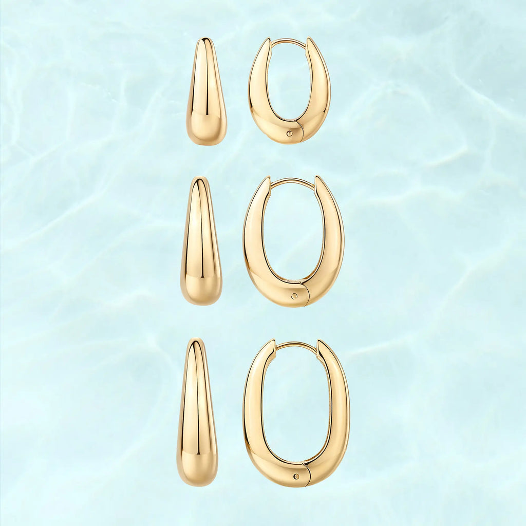 Chunky Hoop Earrings - 14K Gold Plated Stainless Steel