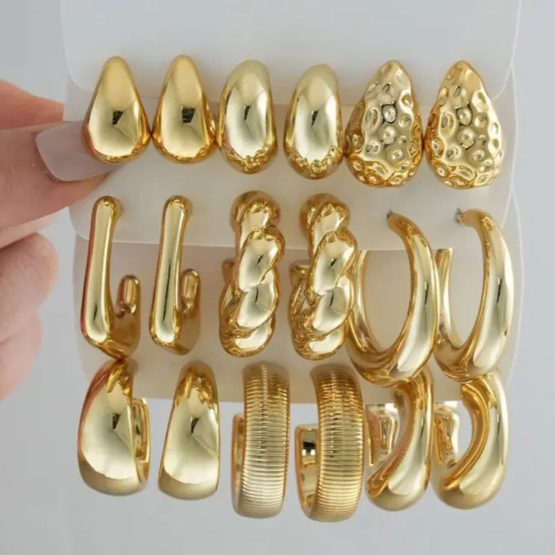 17KM 20-Piece Gold Hoop Earrings Set