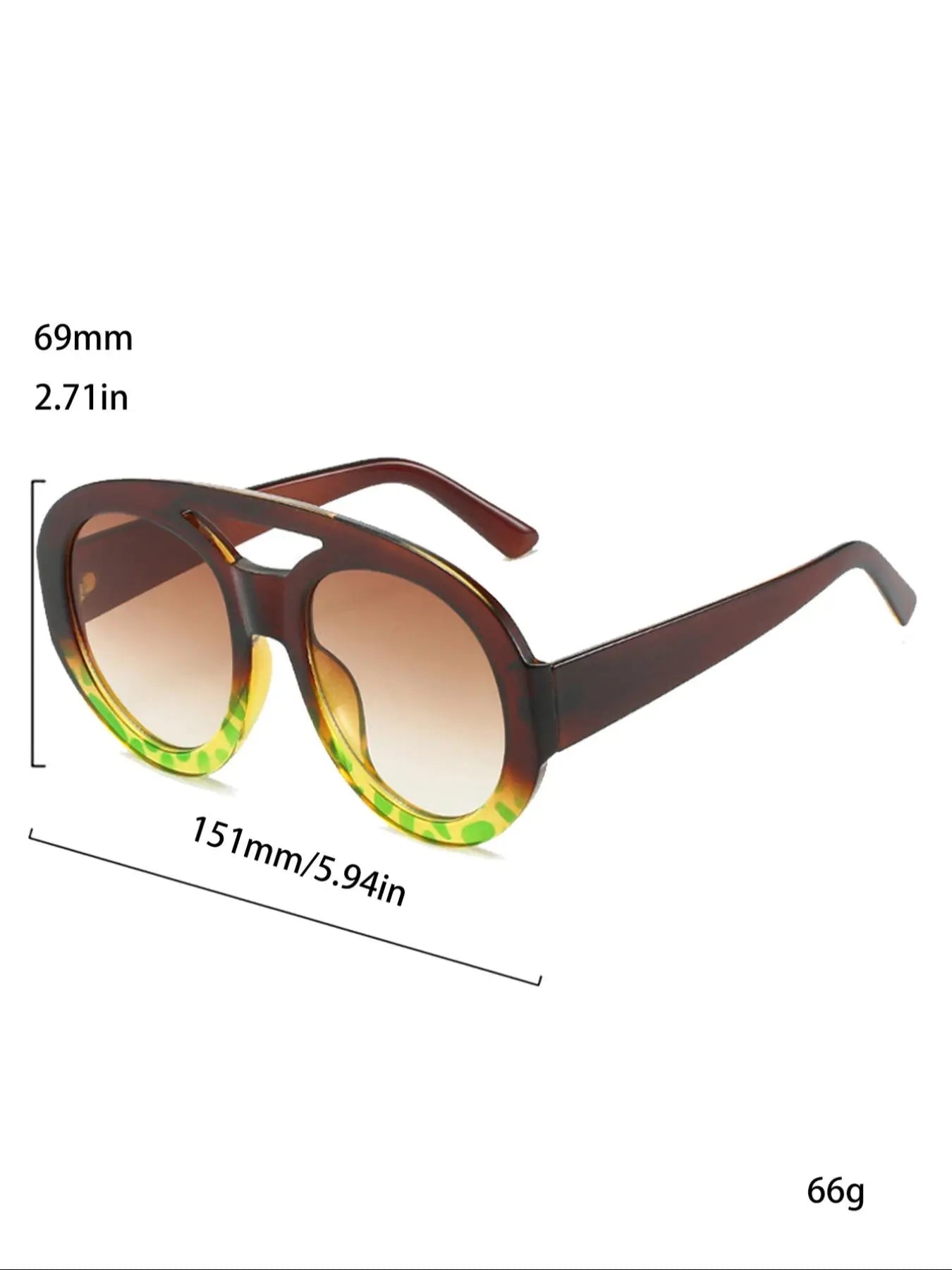 Large Frame Double Bridge Round Glasses