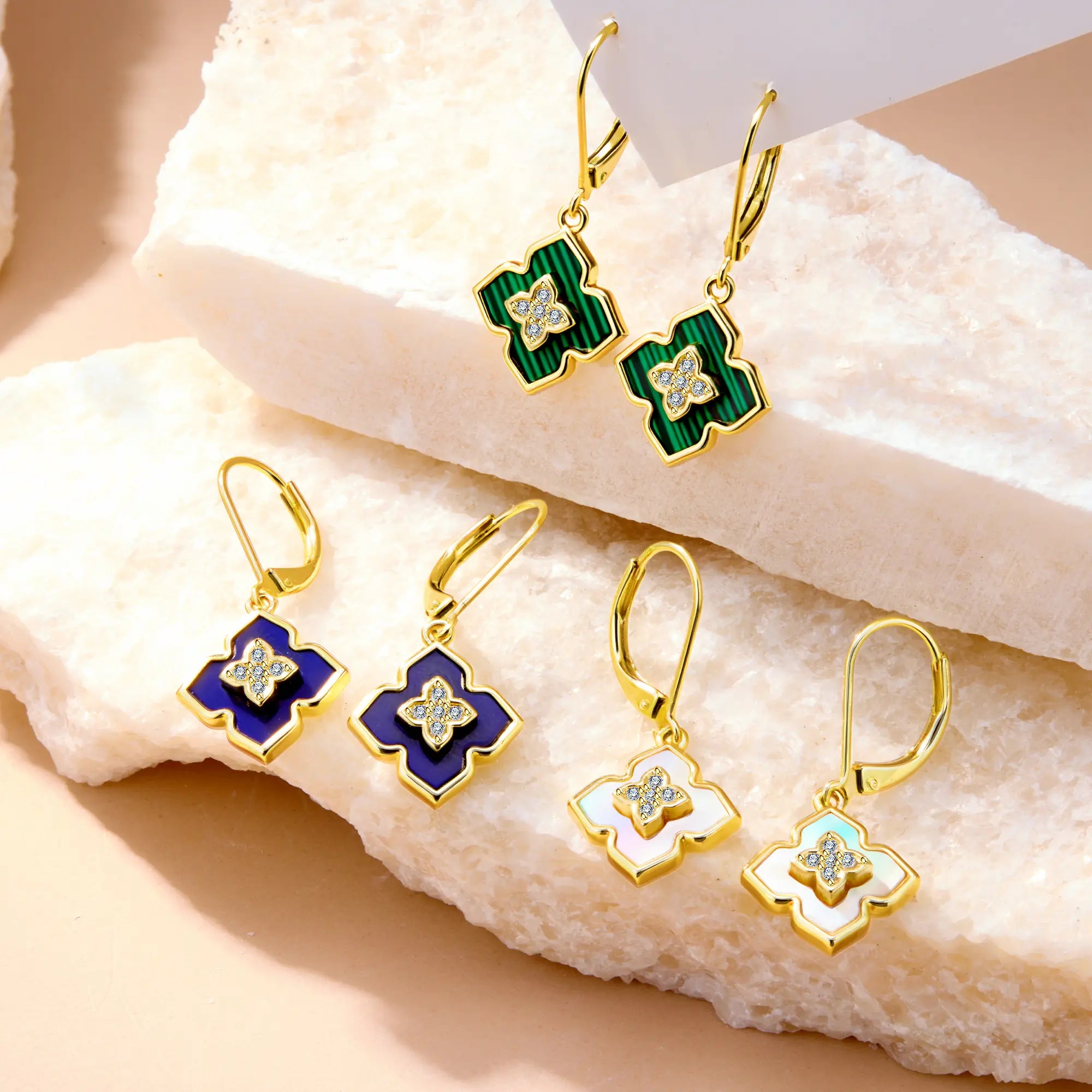 Four-Leaf Clover Diamond-Encrusted Drop Earrings