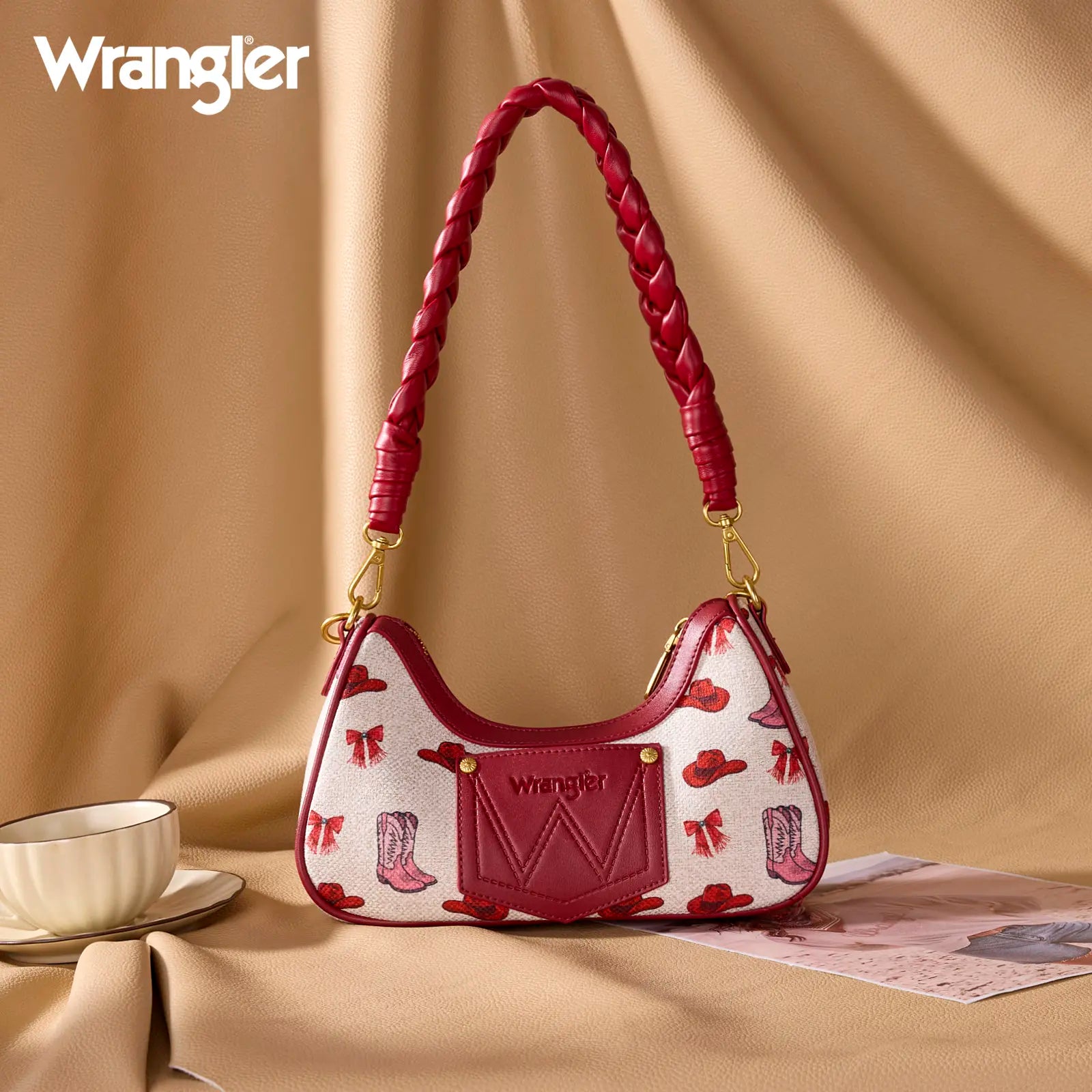 Wrangler Women's Boot Print Shoulder Bag with Chain Strap