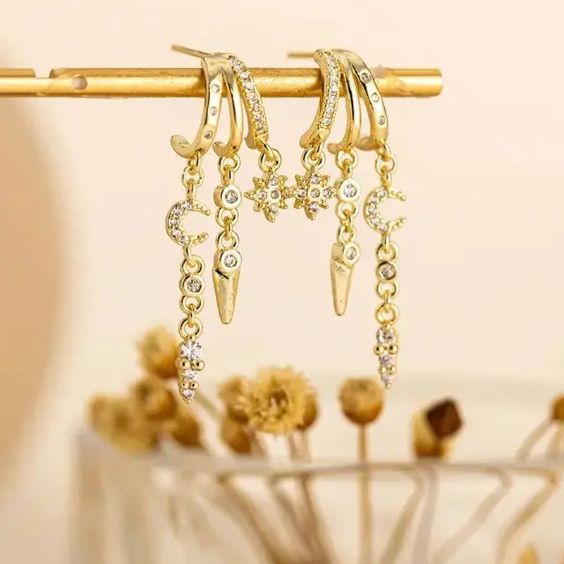 Gania Women's Gold Triple Huggies Earrings
