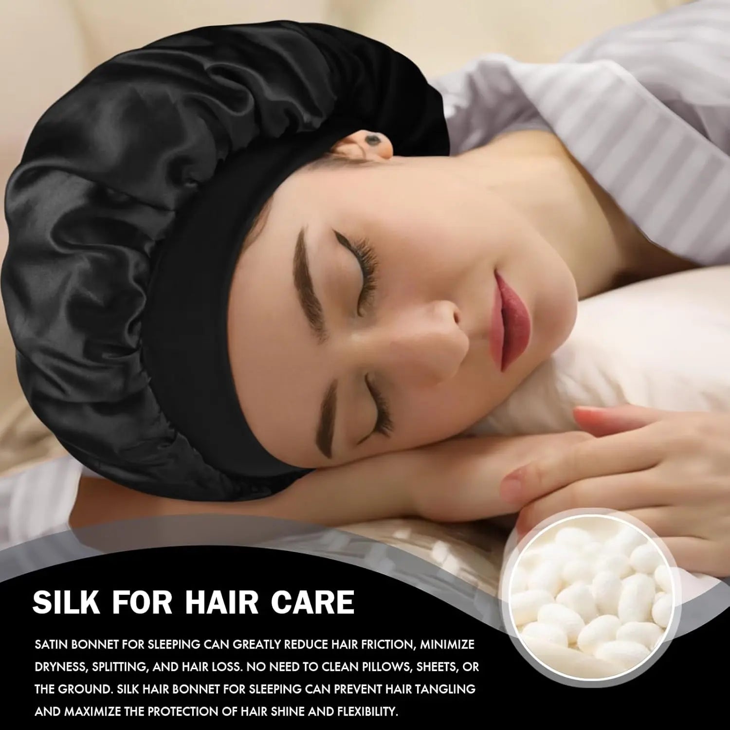 Satin Sleep Cap for Men and Women, Adjustable
