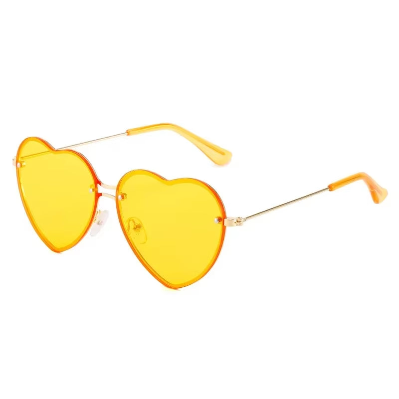 Heart-Shaped Rimless Sunglasses with Clear Ocean Lenses