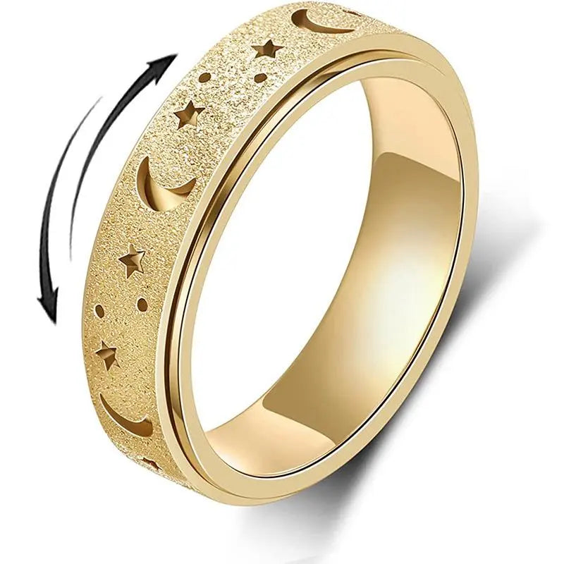 FLORIDECO Stainless Steel Adjustable Fidget Rings for Anxiety Relief - Elegant Rose Gold Spinner Ring for Women, Sizes 5-13, Durable Stress-Relieving Design