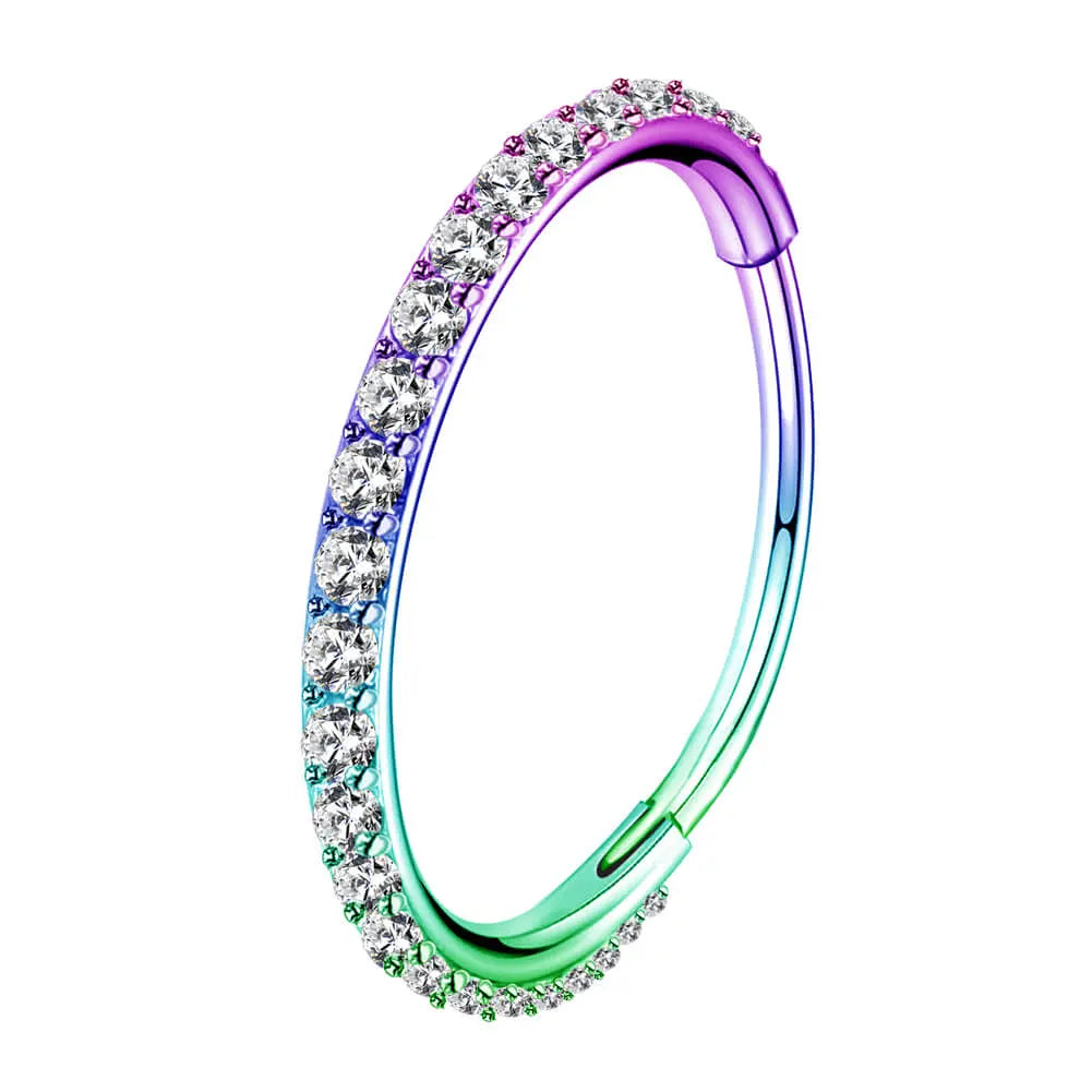 Oufer 20G Hinged Segment Micro Gem Nose Hoop Ring - 316L Stainless Steel Gift Option