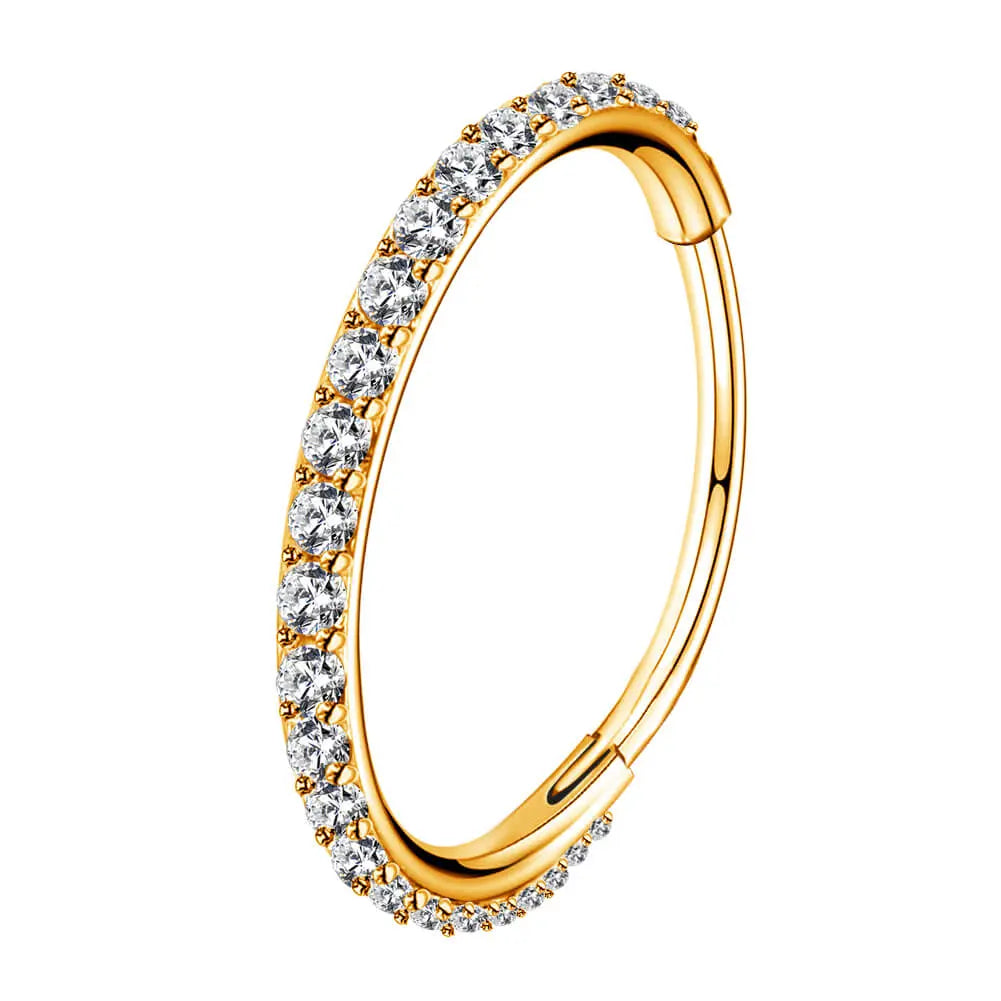 Oufer 20G Hinged Segment Micro Gem Nose Hoop Ring - 316L Stainless Steel Gift Option