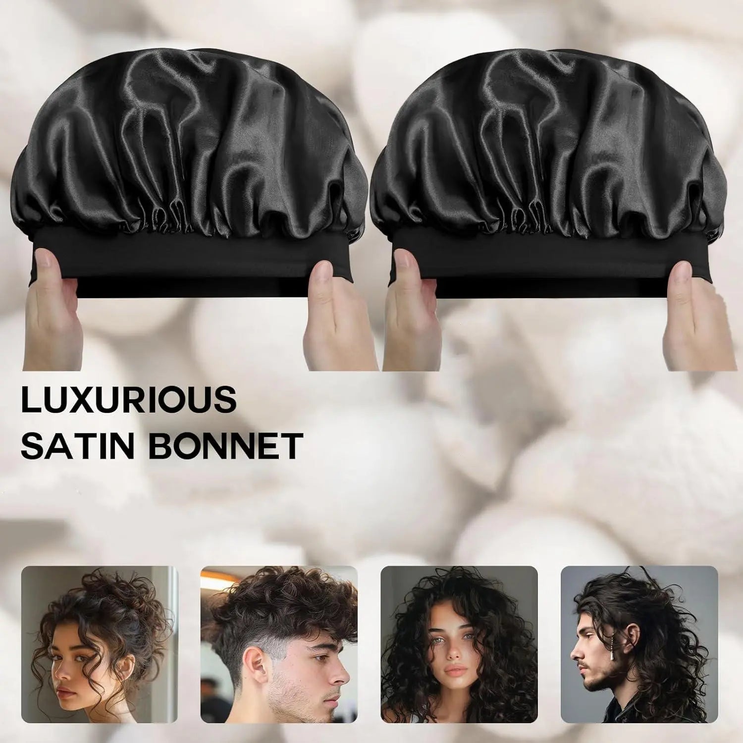 Satin Sleep Cap for Men and Women, Adjustable
