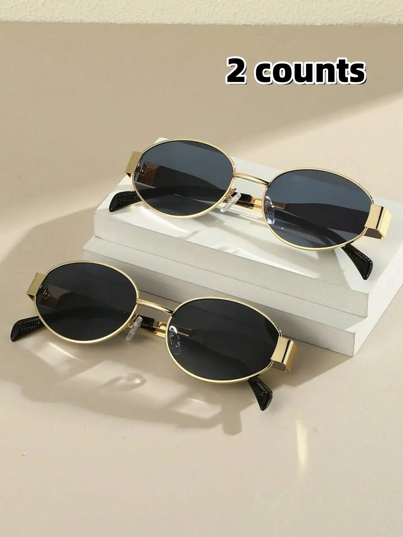 Stylish Metal Frame Oval Sunglasses