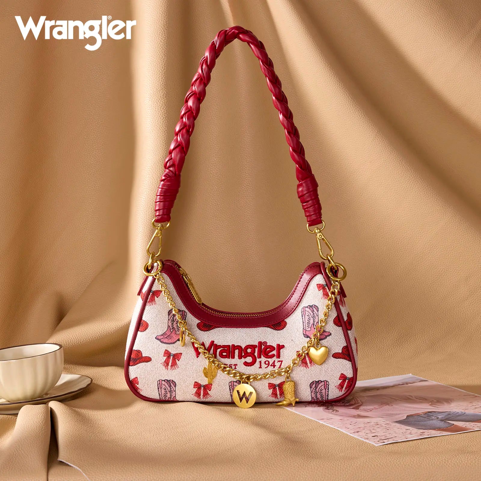 Wrangler Women's Boot Print Shoulder Bag with Chain Strap