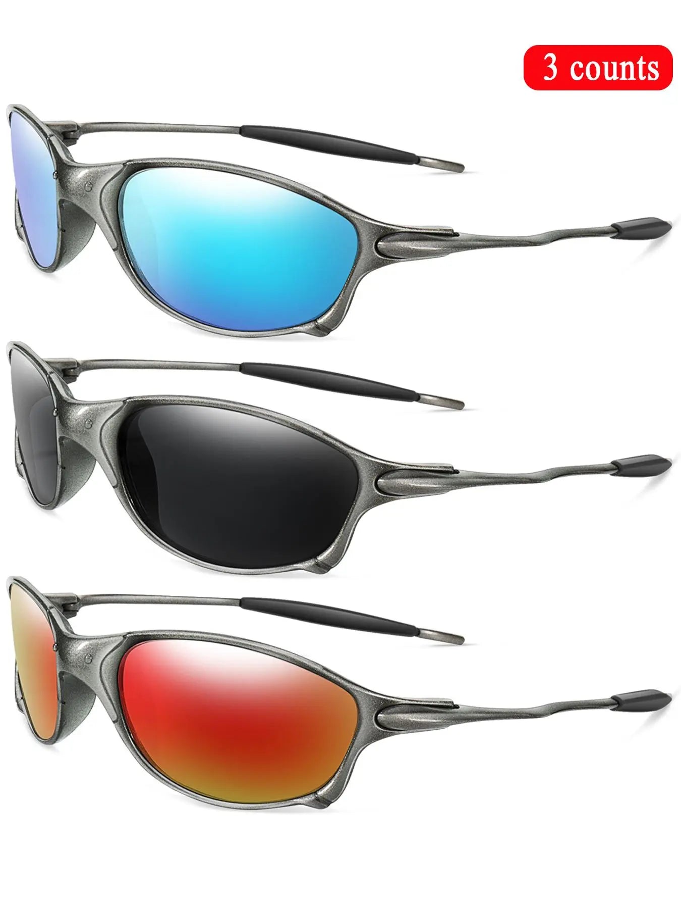 Unisex Vintage Oval Frame Sunglasses Set - 5 Pairs
