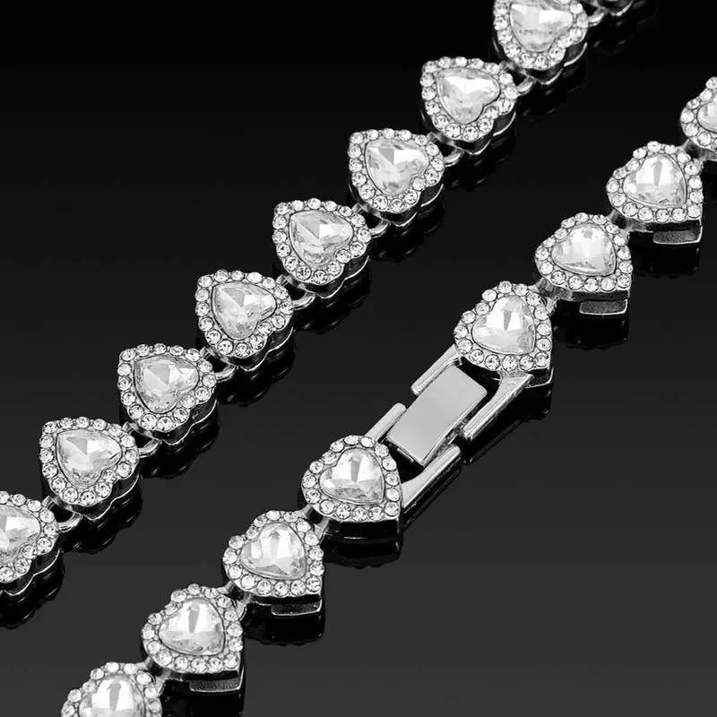 Heart-Shaped Cuban Chain Necklace Set
