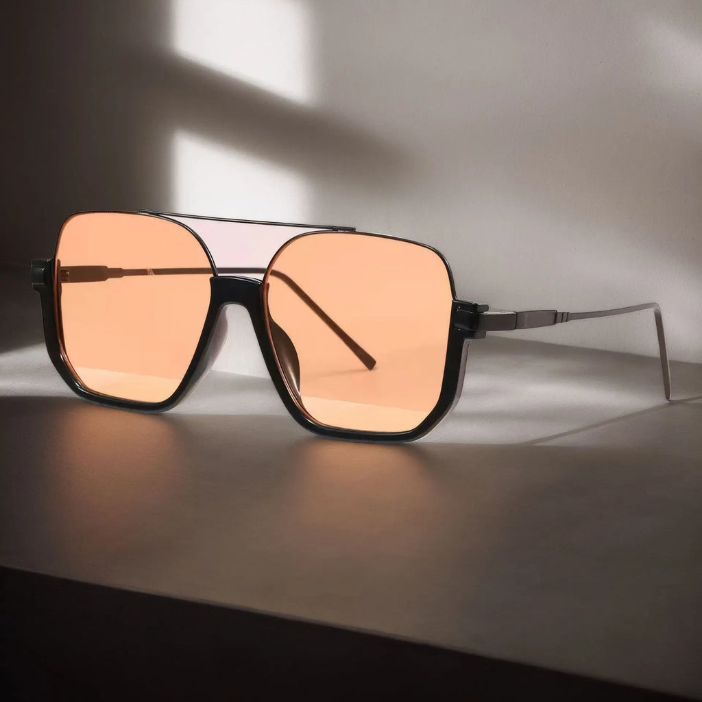 2-Pack Oversized Square Double Bridge Sunglasses - Y2K American Retro Fashion with UV Protection Aviator Shades