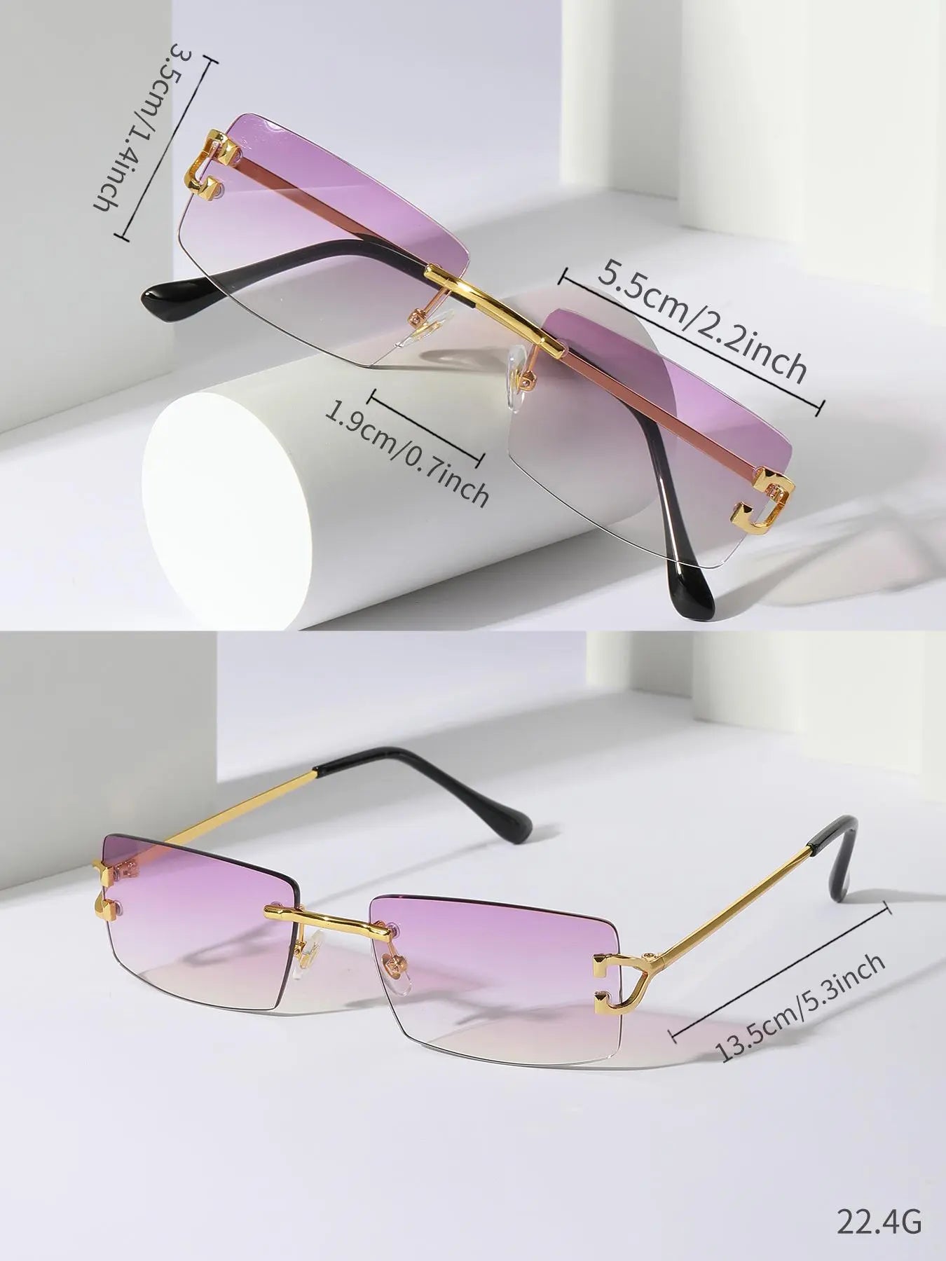 Square Rimless Sunglasses for Summer
