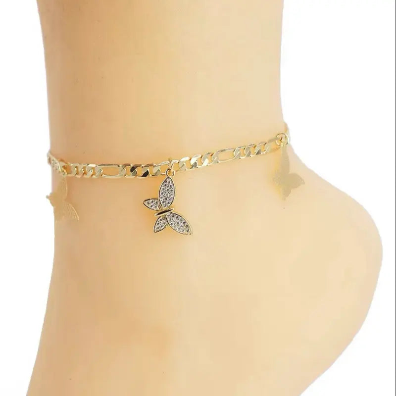 Gold Plated Butterfly Ankle Bracelet