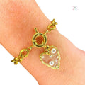 Faux Pearl Heart Charm Gold Chunky Bracelet