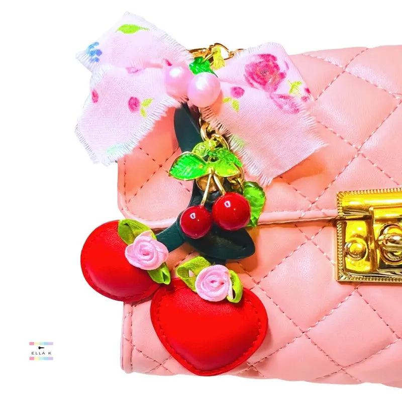 Cherry Blossom Floral Bow Bag Charm