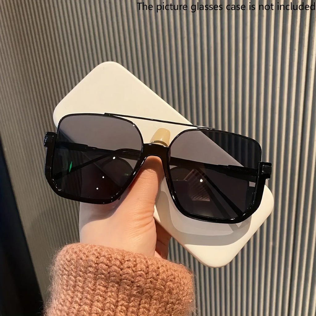 2-Pack Oversized Square Double Bridge Sunglasses - Y2K American Retro Fashion with UV Protection Aviator Shades