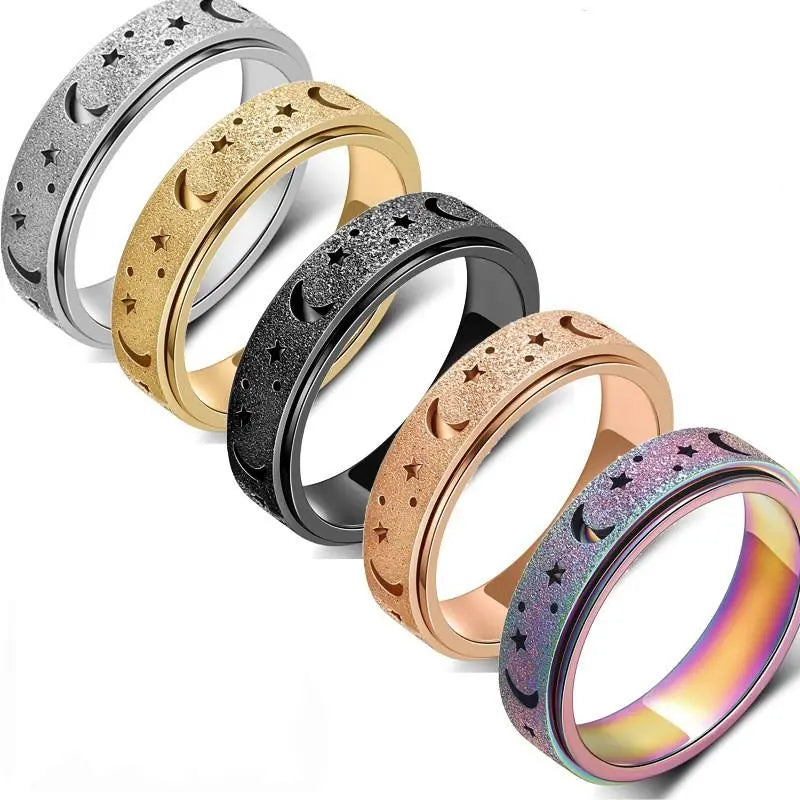 FLORIDECO Stainless Steel Adjustable Fidget Rings for Anxiety Relief - Elegant Rose Gold Spinner Ring for Women, Sizes 5-13, Durable Stress-Relieving Design