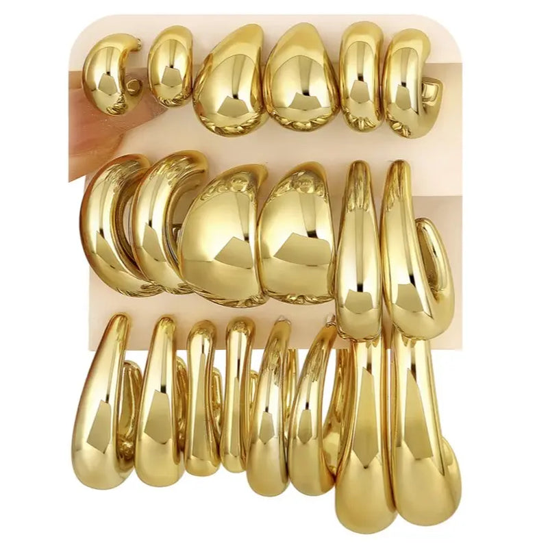 17KM 20-Piece Gold Hoop Earrings Set
