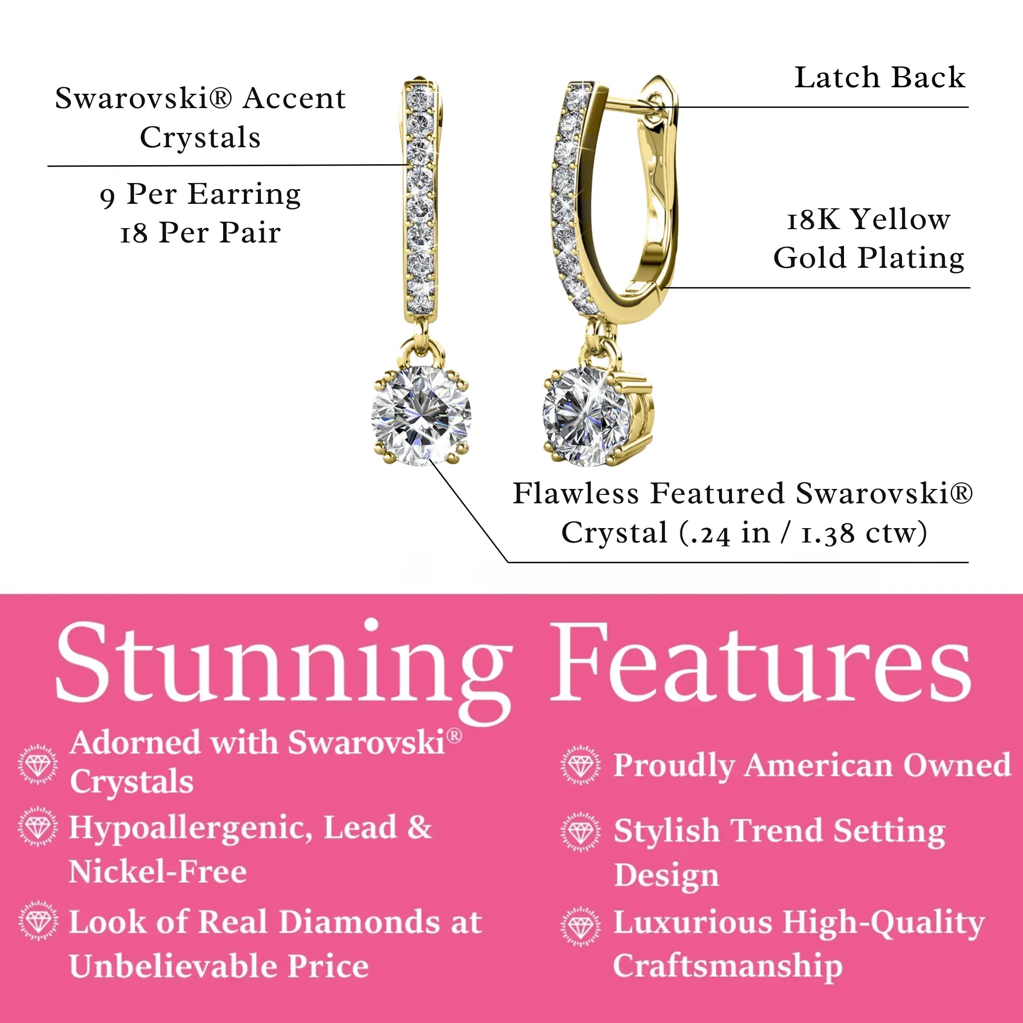 Mckenzie 18K White Gold Plated Drop Earrings