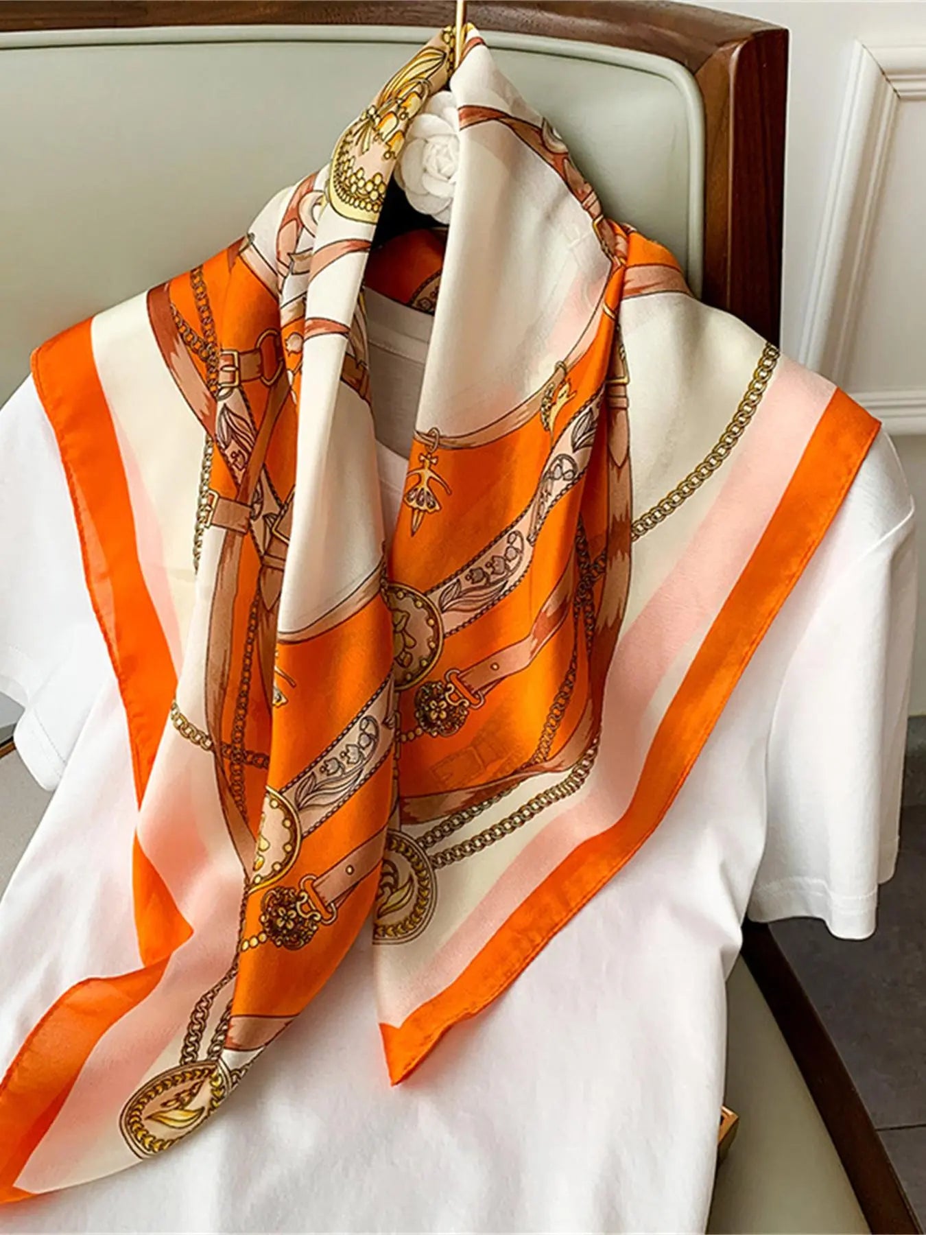 Chain Print Square Scarf