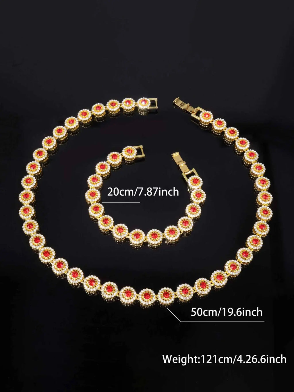 Rhinestone-Embellished Tennis Necklace and Bracelet Set