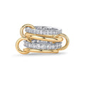 14K Gold Plated Interlocked Stackable Statement Ring for Women - Chunky Multi-Band Double & Triple Ring in Two-Tone Mixed Metals with Cubic Zirconia