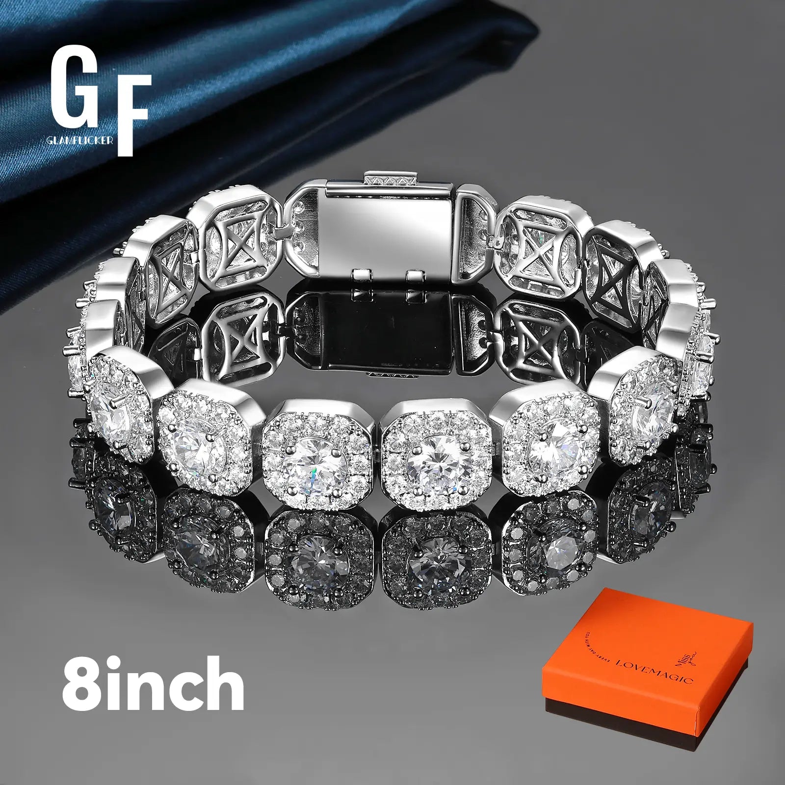 12MM Wide Iced Out Cuban Chain Bracelet with Gift Box
