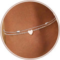 Cassieca Adjustable Silver Ankle Bracelet - 2PC Stackable
