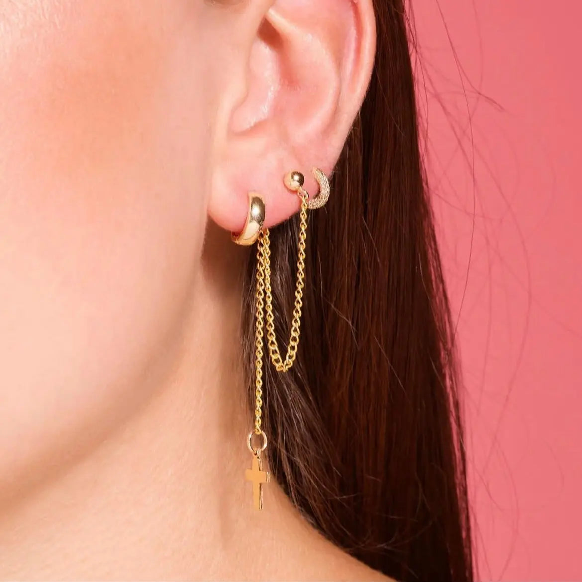 3-Layer Chain Dangle Earrings