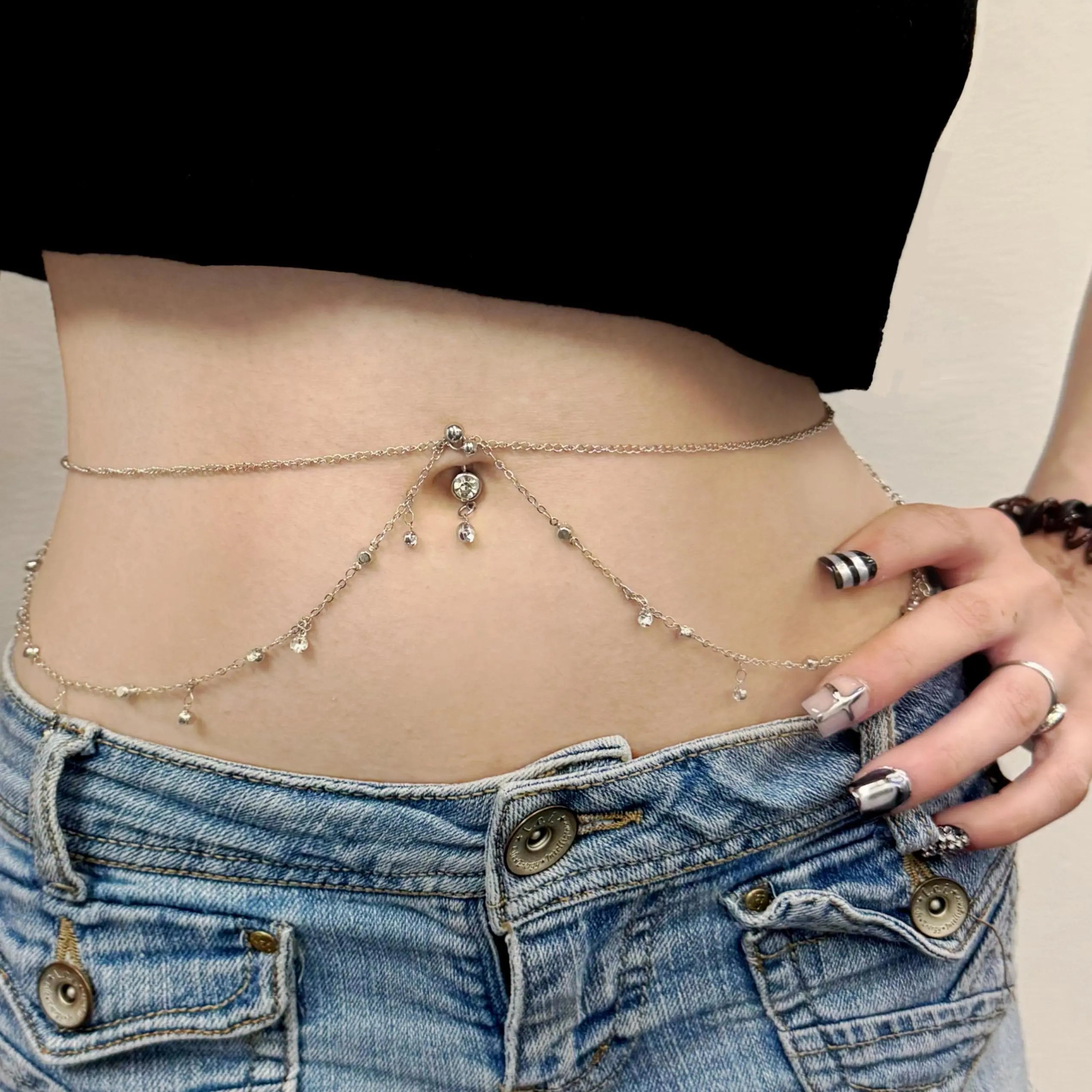 Glitzadora Dual-Use Waist Chains and Belly Button Ring